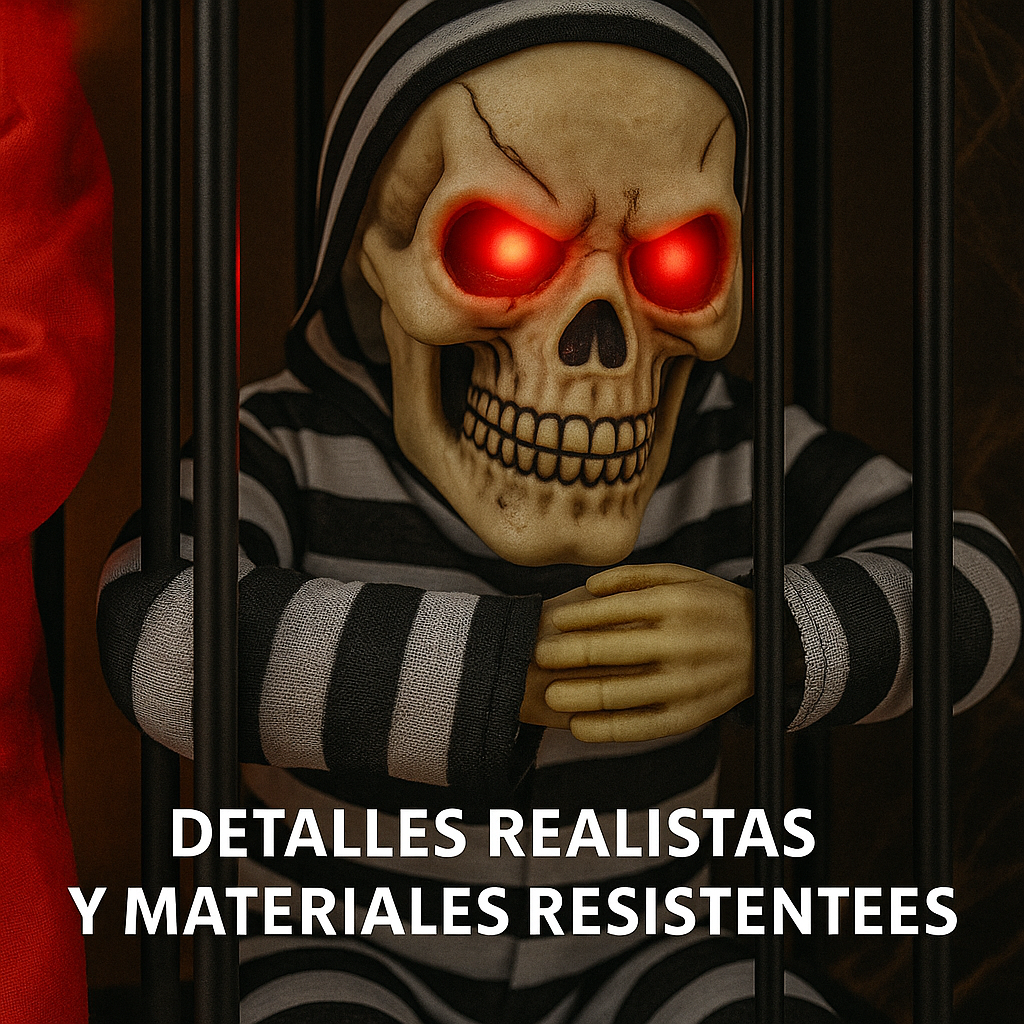 Muñeco de Halloween en Jaula con Luz y Movimiento