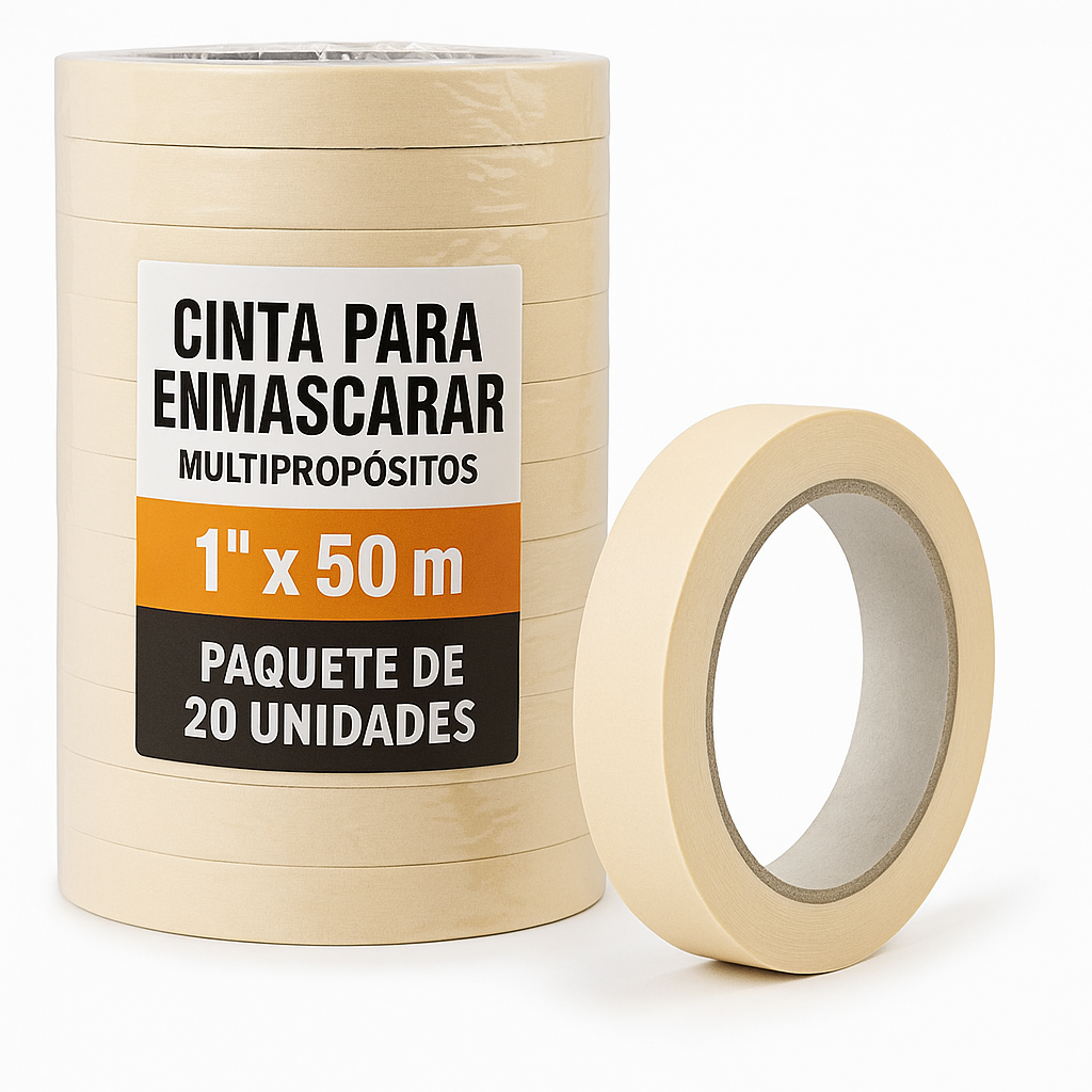 Cinta para Enmascarar Multipropósito 1” x 50 m X 20 Unidades